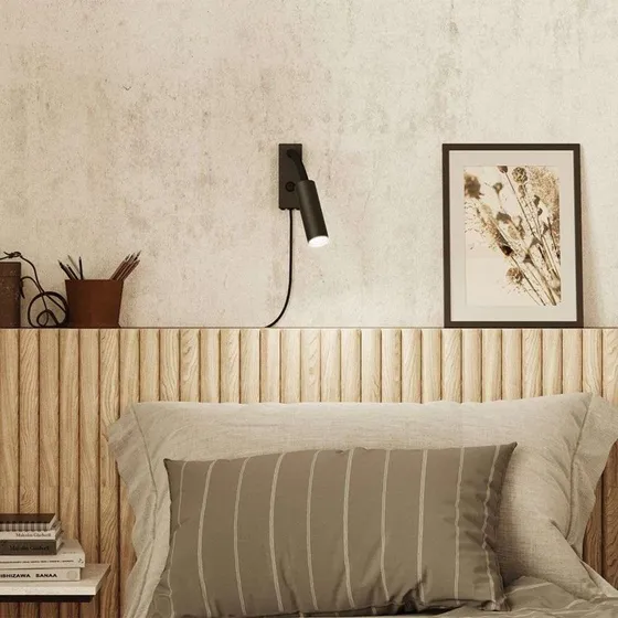 Herstal Pipeline Flex Aplique de Pared Negro Mate