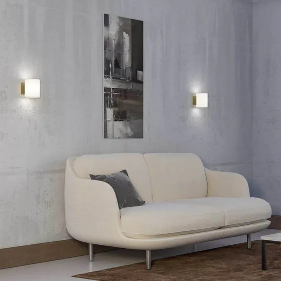 Herstal Aplique de Pared Evoke Small Satin Brass y Ópalo