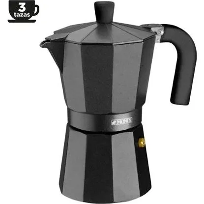 Cafetera Monix Vitro-Noir M640003 de 3 Tazas, Color Negro