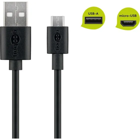 Goobay Micro-USB 1 m, Negro