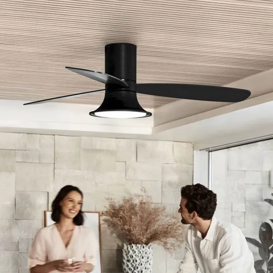 Beacon Lighting Ventilador de Techo Flusso Negro 132cm con Luz LED