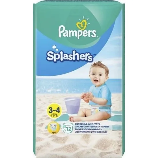 Pampers Splashers Pañales de Natación Talla 3-4 (6-11 kg) - 12 unidades