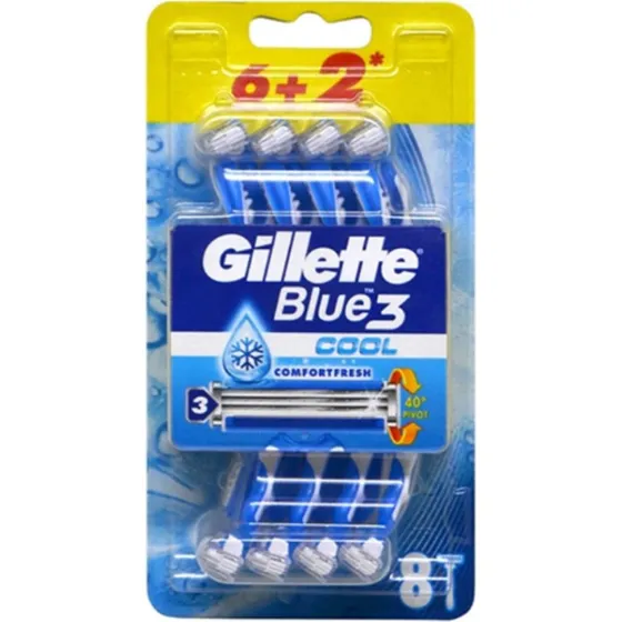 Gillette Blue 3 Cool Maquinilla de Afeitar con 8 Recambios