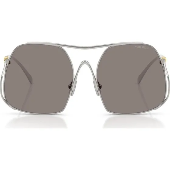 Miu Miu 0MU A55S Gafas de Sol Oversize Plateadas con Lentes Grises