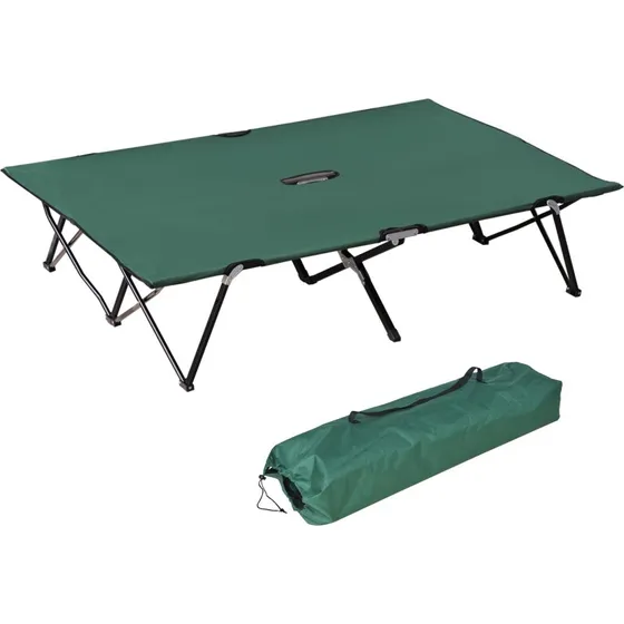 Outsunny Cama Plegable Doble Negro 193x125x40 cm