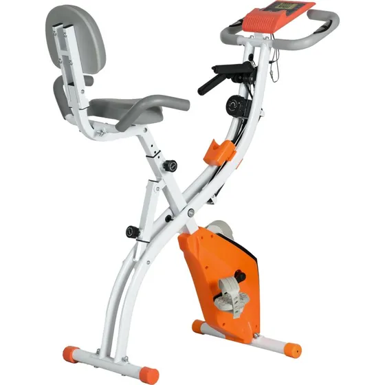HOMCOM Bicicleta Estática Plegable 3 en 1, Naranja