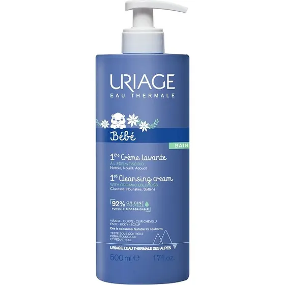 Uriage 1ère Crema Limpiadora Bebé, 500 ml