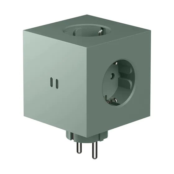 AVOLT Regleta Square 2 Oak Green con 3 Tomas Schuko y 2 USB-C