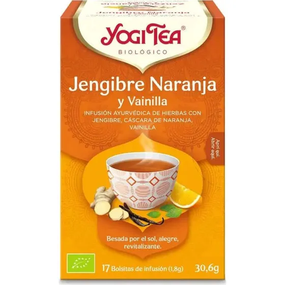 Yogi Tea Infusión Ecológica de Jengibre, Naranja y Vainilla - 17 bolsitas