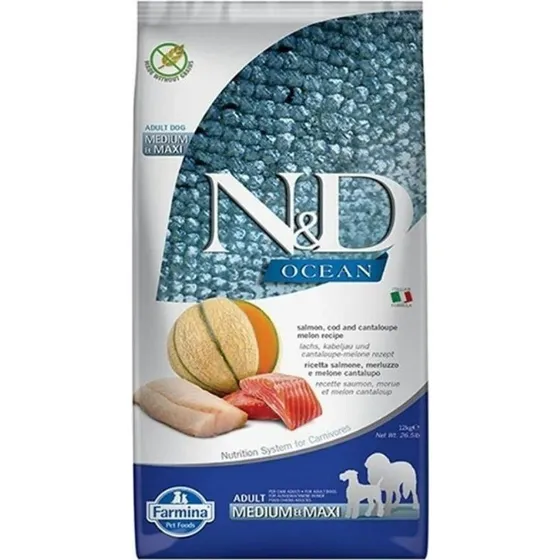 Farmina N&D Ocean Salmón, Bacalao y Melón Cantalupo 12kg