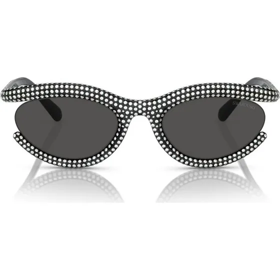 Swarovski Sk6006 Gafas de Sol Cuadradas para Mujer - Negro/Gris