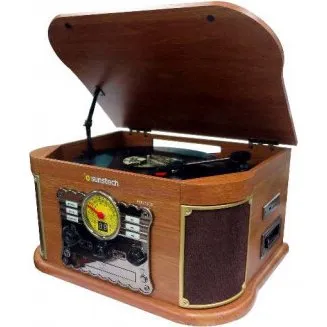 Sunstech PXRC52CD Tocadiscos de Madera con Bluetooth y CD