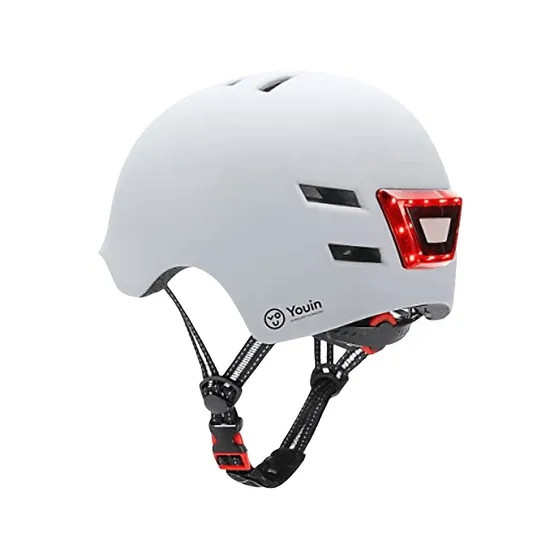 Casco Youin LED para Patinete o Bicicleta, Blanco, Talla M
