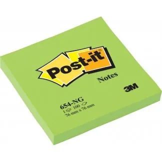 Post-it Bloques Adhesivos 76x76mm Verde Neón 100 Hojas