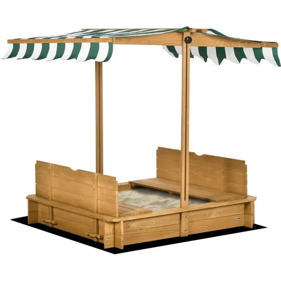 Outsunny Arenero con Toldo Ajustable 106x106x115 cm Natural
