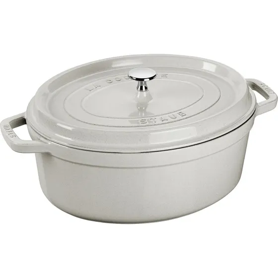 Staub La Cocotte Olla Ovalada de Hierro Fundido, 31 cm, Blanco Trufa