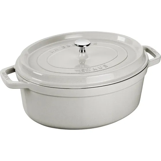 Staub La Cocotte Cacerola de Hierro Fundido Ovalada, 6.7L, Blanco Trufa