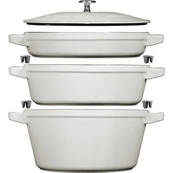 Staub Set de Cocina Apilable de Hierro Fundido - 3 Piezas White Truffle