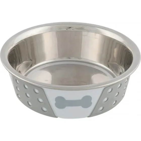 Trixie Comedero Perro Acero Inoxidable Blanco/Gris 0,4L