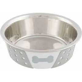 Trixie Comedero Perro Acero Inoxidable 0,75L Blanco/Gris
