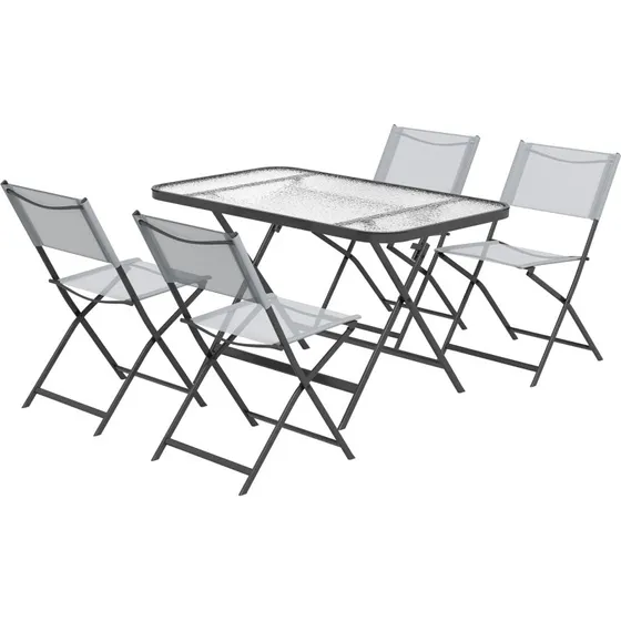 Outsunny Conjunto Jardín 5 Piezas Gris Plegable