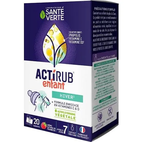 Santé Verte Acti Rub Inmunidad Infantil Sabor Frambuesa 20 sobres