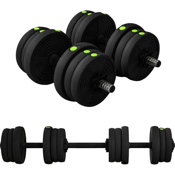 SPORTNOW Mancuernas Ajustables 2 en 1, 20kg, Negro y Verde