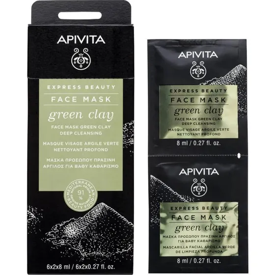 Apivita Express Beauty Mascarilla Facial de Arcilla Verde 2x8ml