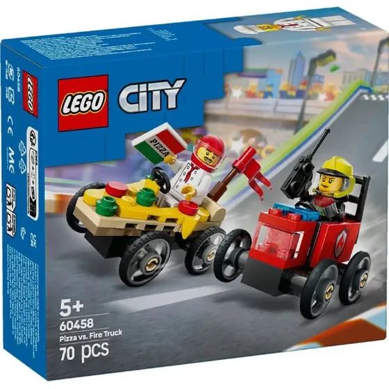 LEGO City Race Pack Furgoneta de Pizza vs Camión de Bomberos 60458