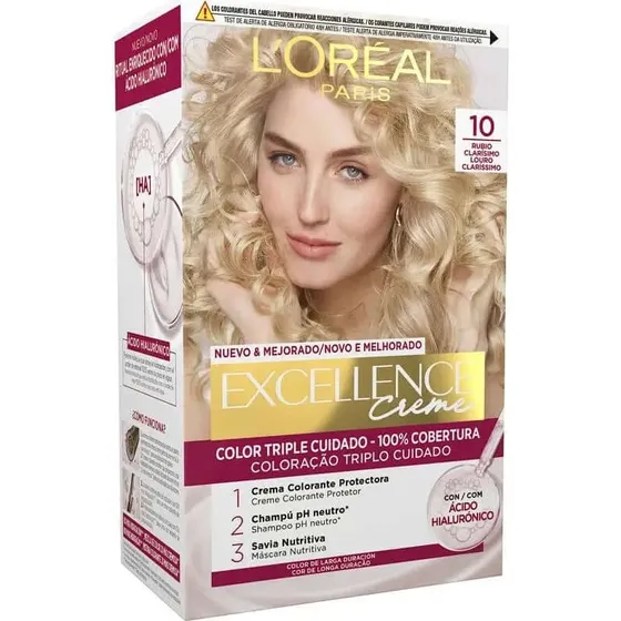 L'Oréal Paris Excellence Creme Tinte Permanente Tono 10 Rubio Clarísimo