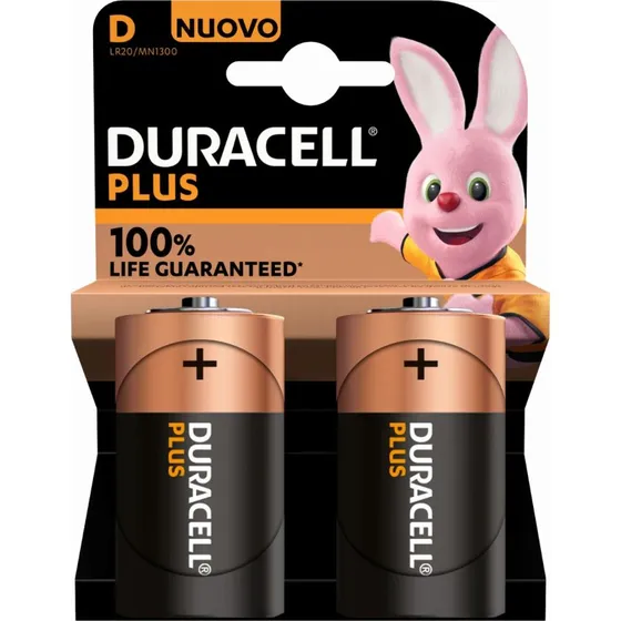 Duracell Pila Alcalina Plus D Lr20 (Pack de 2 Unidades)
