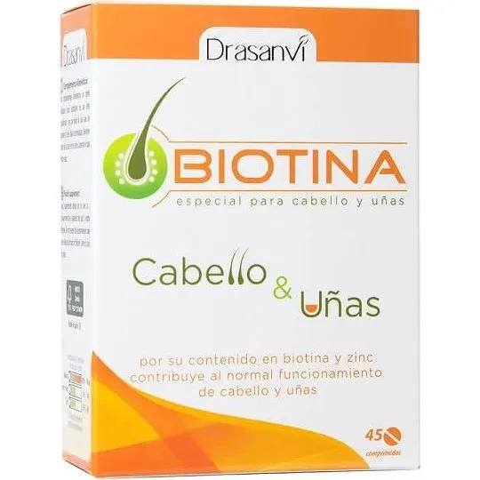 Drasanvi Biotina con Hierro y Zinc para Cabello y Uñas, 45 Comprimidos