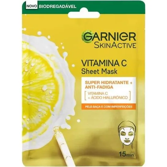 Garnier Mascarilla Facial de Tejido con Vitamina C y Ácido Hialurónico