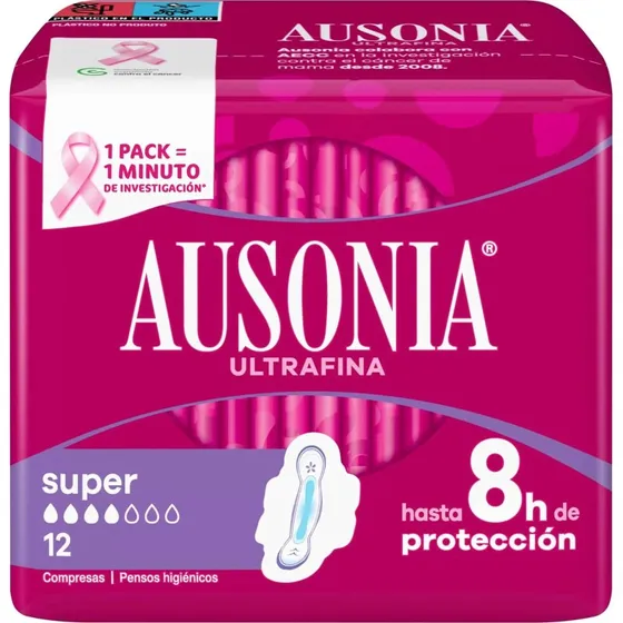Ausonia Compresas Air Dry Super con Alas, 12 unidades