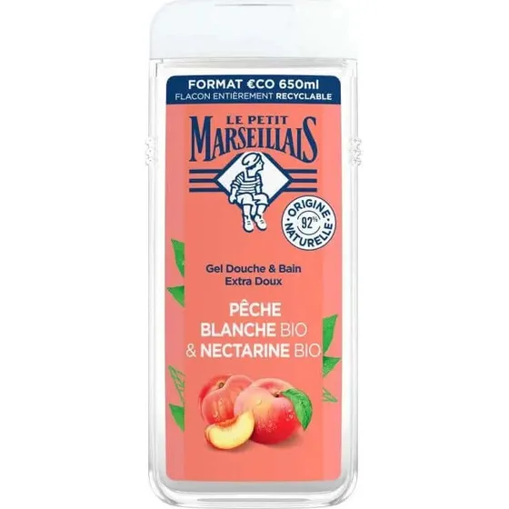 Le Petit Marseillais Gel de Ducha Melocotón Blanco y Nectarina BIO, 650 ml