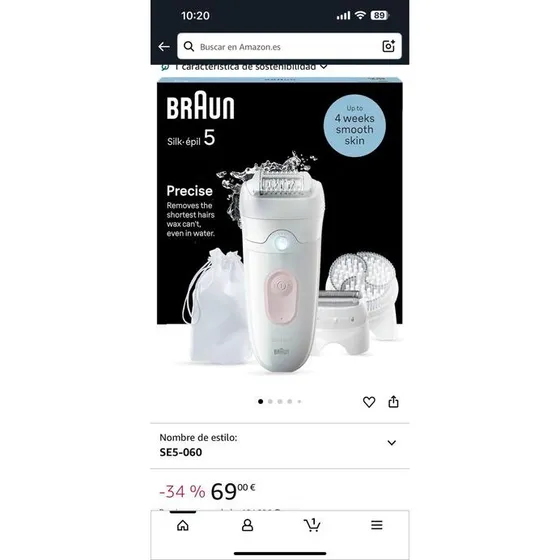 Braun Silk-épil 5 5-060 - Depiladora Wet & Dry Blanco/Rosa