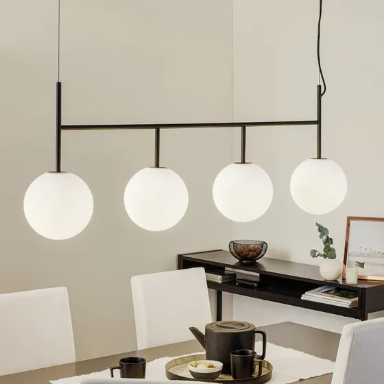 Audo Copenhagen Lámpara Colgante TR Bulb LED, 4 Luces, Negro/Ópalo