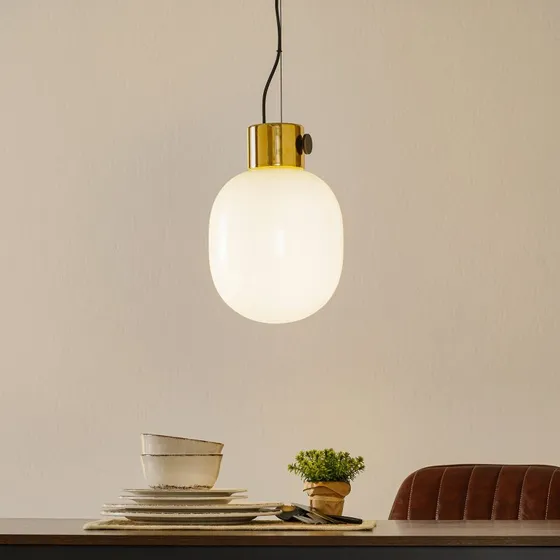 Audo Copenhagen Lámpara Colgante JWDA Latón Pulido y Vidrio Opalino