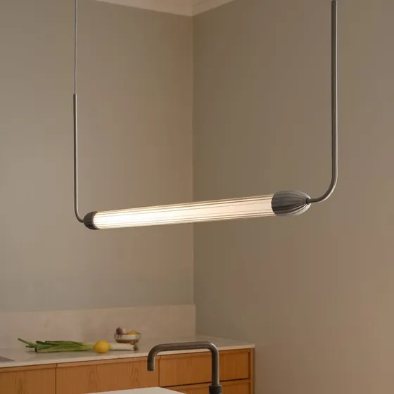 Umage Lemon Squeeze Linear Lámpara Colgante Acero Pulido 138 cm