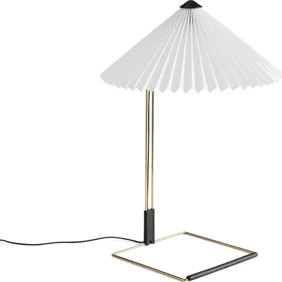 HAY Matin 380 Lámpara de mesa LED con pantalla plisada, blanca