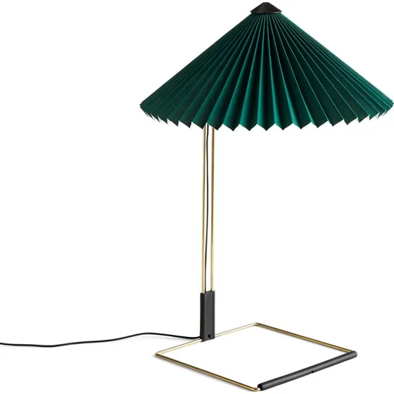 HAY Lámpara de mesa LED Matin 380 verde con pantalla plisada