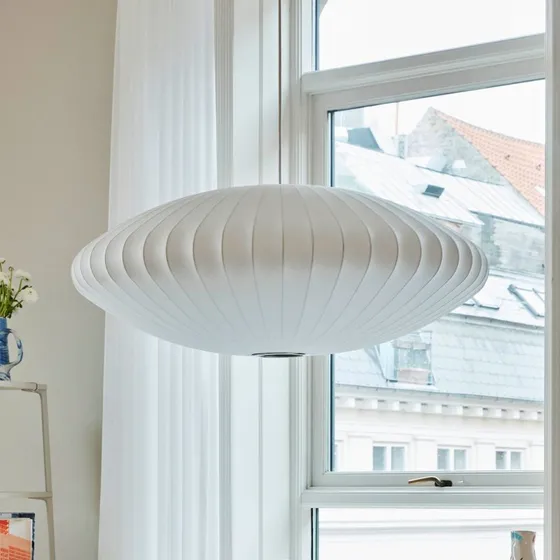 HAY Lámpara colgante Nelson Saucer Bubble L, Ø 89 cm, Blanca