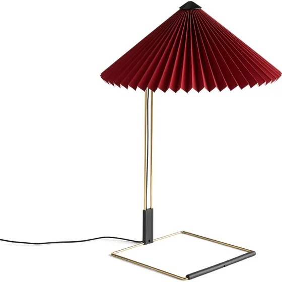 HAY Lámpara de mesa LED Matin 380, rojo óxido con pantalla plisada