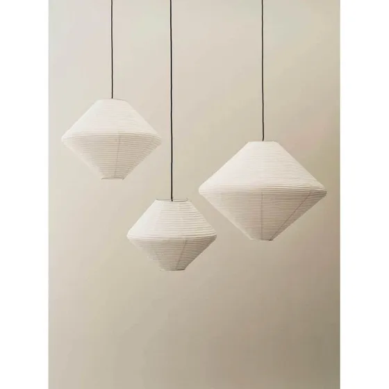 HAY Pantalla de lámpara Diamond, Ø50 cm, blanca, papel y bambú