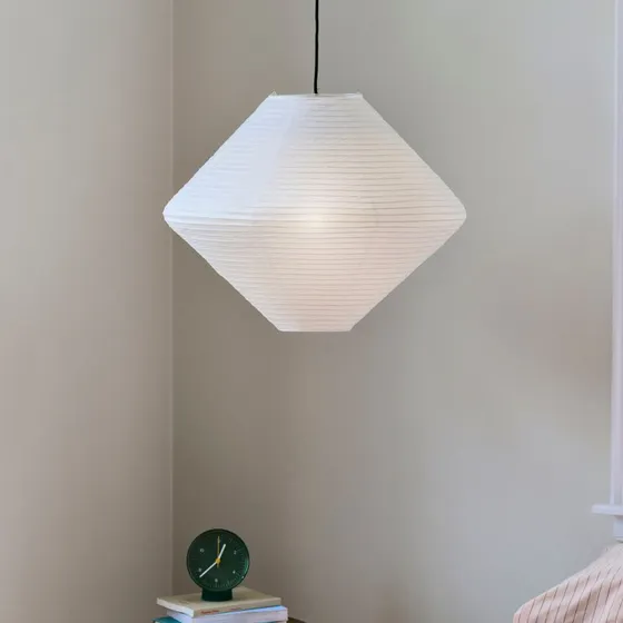 HAY Pantalla de lámpara Diamond, Ø 60 cm, blanca, papel y bambú