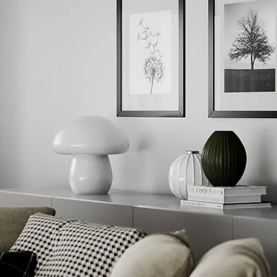 By Rydéns Lámpara de Sobremesa Mira Mushroom H30 Blanca