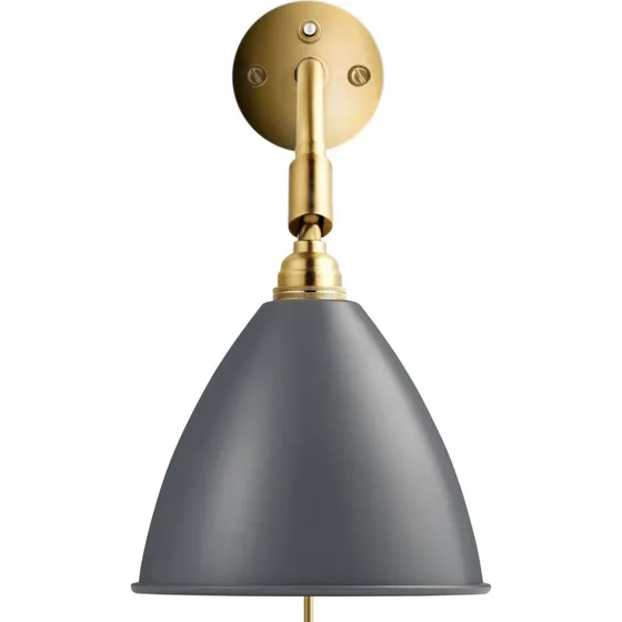 Gubi Bestlite BL7 Aplique de Pared Gris y Latón, Ø 16 cm