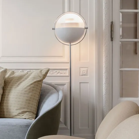 Gubi Lite Lámpara de Pie Multi-Lite Cromo y Blanco (148 cm)