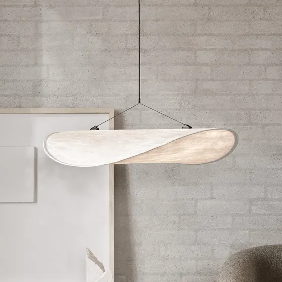 New Works Lámpara colgante LED Tense, Ø 70 cm, blanca