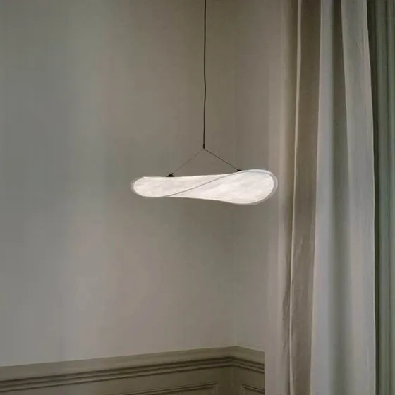 New Works Lámpara colgante LED Tense, Ø 55 cm, blanca, atenuable